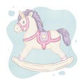 Children`s rocking horse. rainbow horse and unicorn. children`s toy