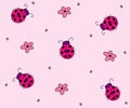 Seamless doodle pattern with bugs and ladybugs