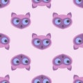 Childrens seamless pattern cartoon Siamese kittens with a muzzle in the shape of a heart.