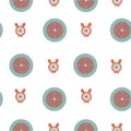 Children s seamless pattern with a clock with a red dial and an alarm clock with bunny ears. Vector . Royalty Free Stock Photo