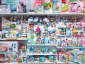 Children\'s section with a variety of colored toys for children of different ages in SKY and MORE shopping mall