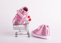 Children shoe in the basket Royalty Free Stock Photo