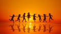 Children's Silhouettes Jumping Against Sunset Royalty Free Stock Photo