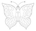 Children's simple black and white antistress coloring butterflies