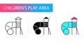 Children`s slide, play area, icons set line, glyph, color Royalty Free Stock Photo