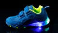 Children`s sneaker shoe with led light illumination Royalty Free Stock Photo