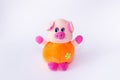 Children`s soft toy pig, cute pig on a white background Royalty Free Stock Photo