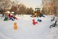 Children's sports gaming complex in winter