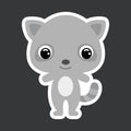 Children`s sticker of cute little raccoon. Forest animal. Flat vector stock illustration