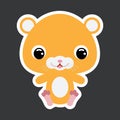 Children`s sticker of cute little sitting hamster. Flat vector stock illustration