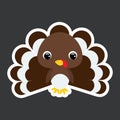 Children`s sticker of cute little turkey. Domestic animal. Flat vector stock illustration