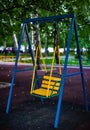 children swing on the children&#s city playground