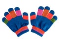 Children`s textile cotton gloves mittens for kids, colorful bright, warm wool, insulated on a white