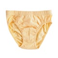 Children`s textile cotton soft yellow underpants for boys, swimming trunks, warm for kids, isolated on a white background