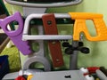 Children`s tools for repair, and construction. Men`s toys for children Royalty Free Stock Photo