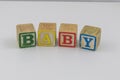 Children`s toy blocks spelling the word Baby Royalty Free Stock Photo