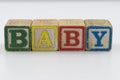 Children`s toy blocks spelling the word Baby Royalty Free Stock Photo