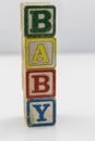 Children`s toy blocks spelling the word Baby Royalty Free Stock Photo