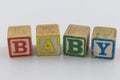 Children`s toy blocks spelling the word Baby Royalty Free Stock Photo