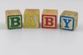 Children`s toy blocks spelling the word Baby Royalty Free Stock Photo