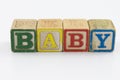 Children`s toy blocks spelling the word Baby Royalty Free Stock Photo