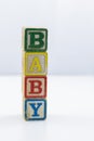 Children`s toy blocks spelling the word Baby Royalty Free Stock Photo