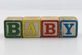 Children`s toy blocks spelling the word Baby Royalty Free Stock Photo