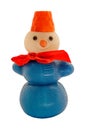 children`s toy blue snowman with a red bow.