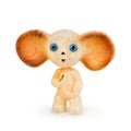 Children`s toy Cheburashka on a white background