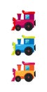 Children`s toy. Set of children`s colorful trains Royalty Free Stock Photo