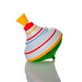 Children`s toy top isolated on a white background, color beautiful bundle, mobile toy for little kids, spinning top, gyroscope, d