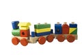 Children's toy. Wooden train with wagons. Royalty Free Stock Photo