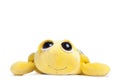 Children's toy yellow turtle isolated on white background