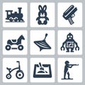 Children`s toys icons set