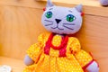 Children`s toys made in the style of primitivism of soft materials