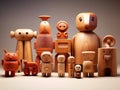 Children\'s toys made of wood. Built based on animal character, belief or vehicle. Royalty Free Stock Photo