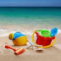 children's toys for playing on the sand. Children's shovel, bucket and molds