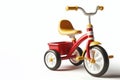 Children& x27;s tricycle on white background. Space for text. Royalty Free Stock Photo