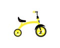 Children`s tricycle. Yellow on a white background. Vector. Royalty Free Stock Photo
