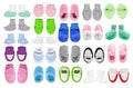 Children`s wear - Set of kid`s newborn baby shoes Royalty Free Stock Photo
