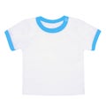 Children`s white t-shirt with a blue fringe isolated on white background Royalty Free Stock Photo