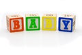 Children's wood blocks spelling the word baby over