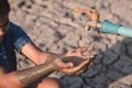 Children are sad to have no water to drink. Royalty Free Stock Photo