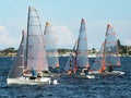 Children Sailing, class racing in 29er dinghies in a high school