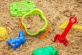 Children sandbox with toys, playground Royalty Free Stock Photo