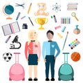 Children and School Icons. Royalty Free Stock Photo