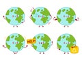 Cute happy funny Earth planet characte