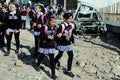 Children after school walk through debris after Israel bombings in Palestine