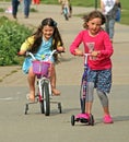 Children on scooters