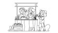 Children Selling Lemonade Drink Outdoor Vector